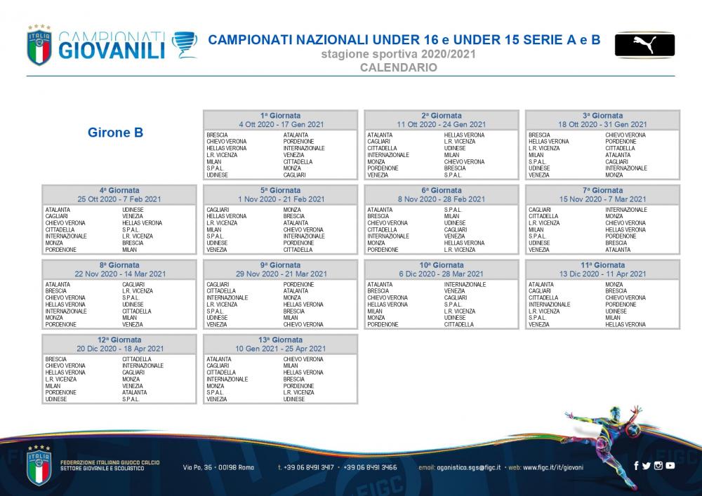 Campionato Nazionale Under 16 ed Under 15 Serie A e B 2020/2021 - Girone B