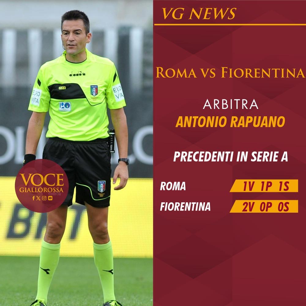 Antonio Rapuano è l'arbitro di Roma-Fiorentina della 15ª giornata del Campionato 2023/2024 di Serie A