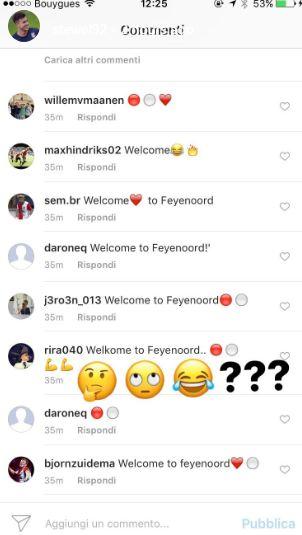 La reazione di El Shaarawy ai messaggi di benvenuto dei tifosi del Feyenoord
