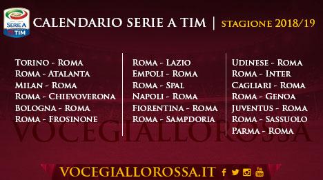 Il calendario della Serie A 2018/19 della AS Roma