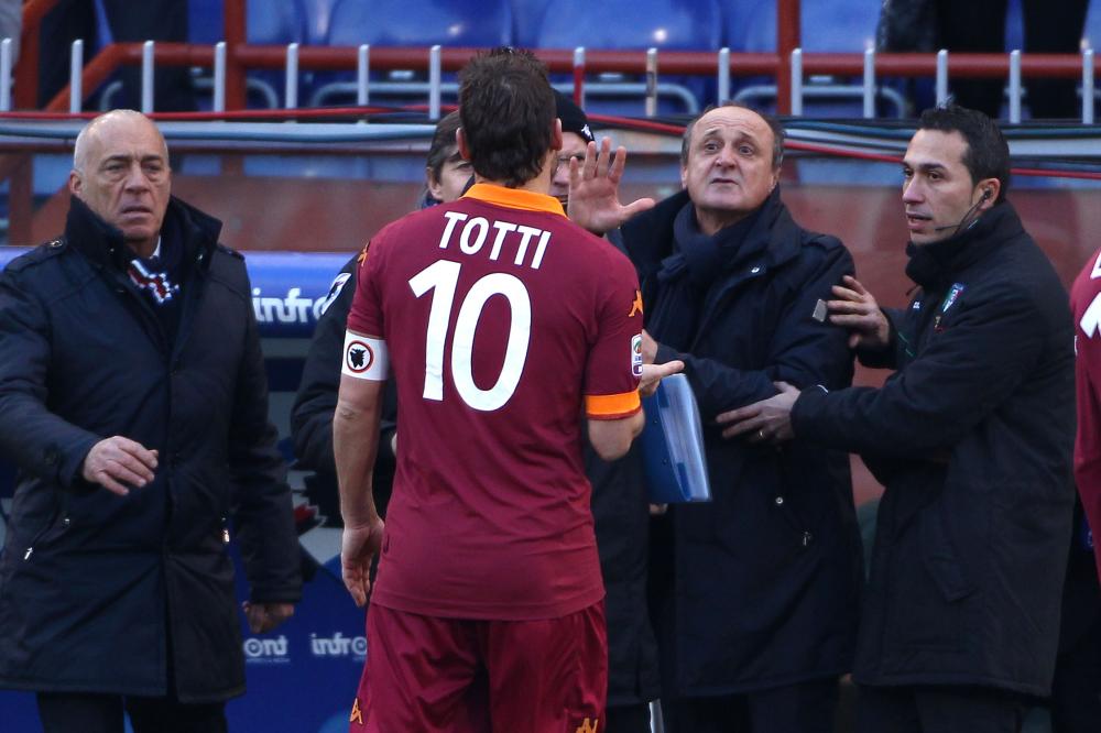 10/02/2013   Sampdoria-Roma (Serie A)
Nella Foto :  DELIO ROSSI DISCUTE CON TOTTI
(Foto Gino Mancini)